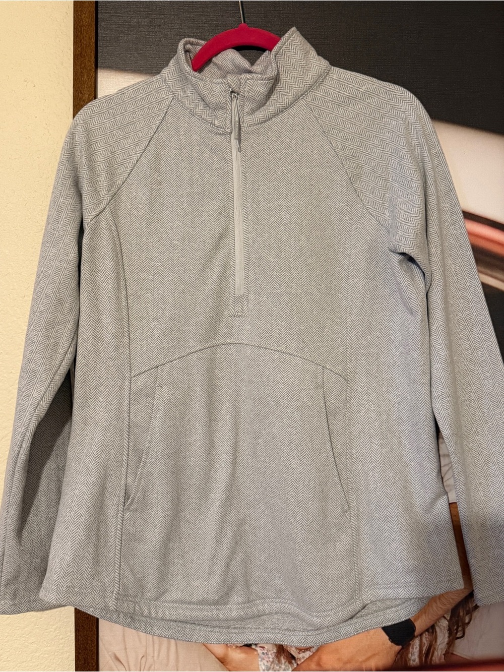 Women’s Light Gray Quarter-Zip Pullover Sweater